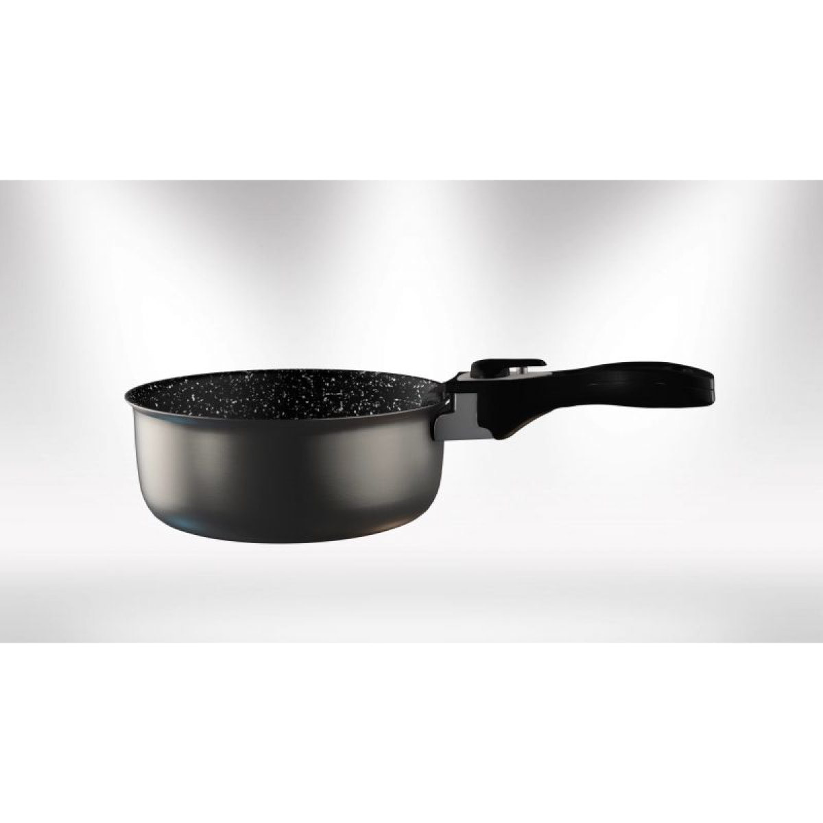 Batterie de cuisine revêtement pierre avec manche amovible 5 pièces noir Herzberg HG8051-BLK