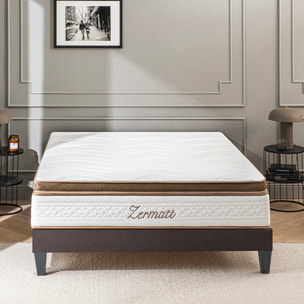 Ensemble Matelas Zermatt & Sommier KIT15, 31 cm, Mémoire de Forme avec Surmatelas, Technologie Tri-Lattes, Soutien Ferme
