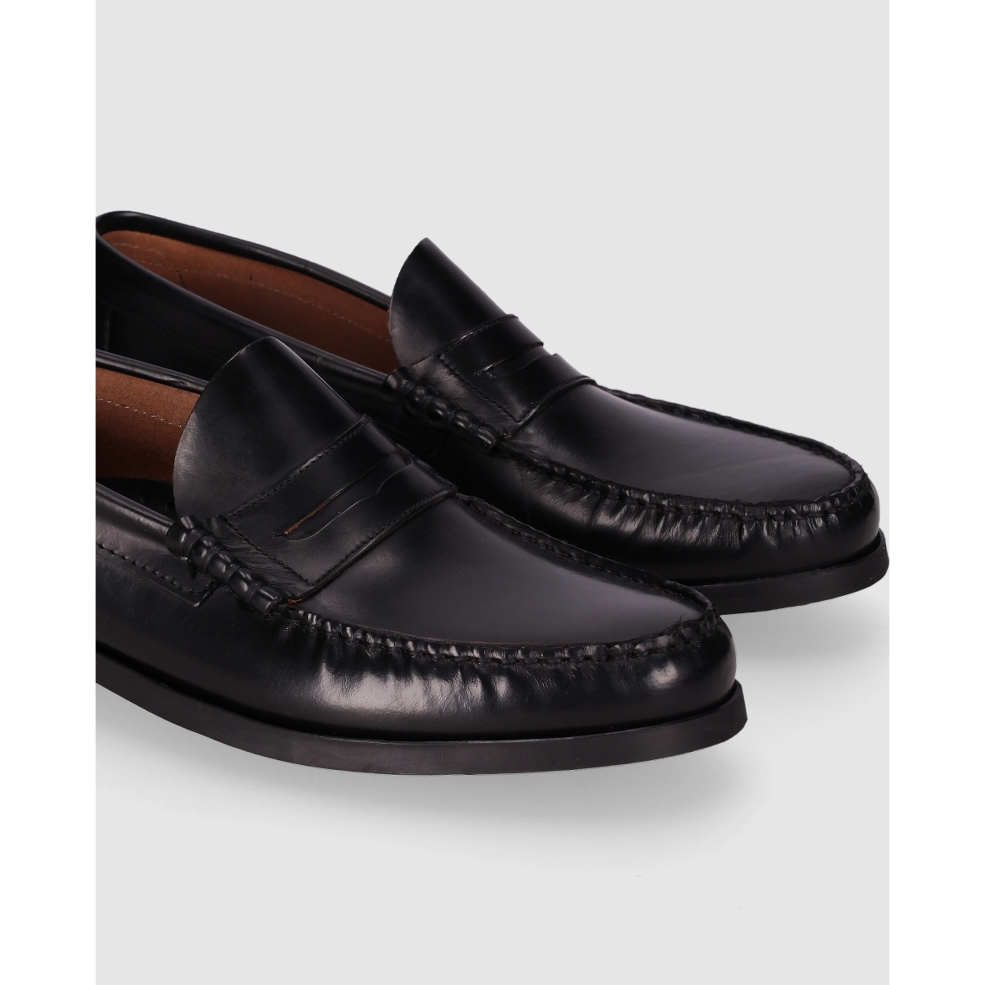 Zapatos de Piel - Negro - Tacón: Bajo