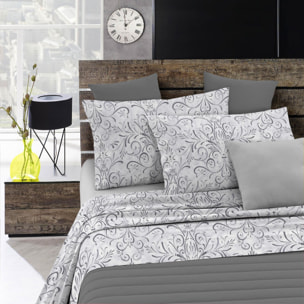 COMPLETO LETTO FANTASY MADE IN ITALY MICROFIBRA-ORNATO GRIGIO MATRIMONIALE