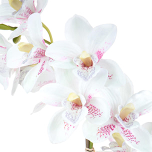 Orchidea Cymbidium Con 1 Diramazione In Vaso. Altezza 48 Cm - Pezzi 1 - 25X48X25cm - Colore: Rosa - Bianchi Dino - Piante Artificiali