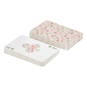 Jeu de 54 cartes imprimé fleuri rose