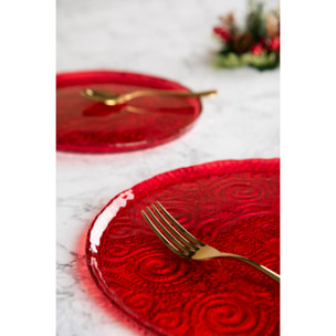 Plat de Service Excelsa - Arabesque Red, Verre Rouge