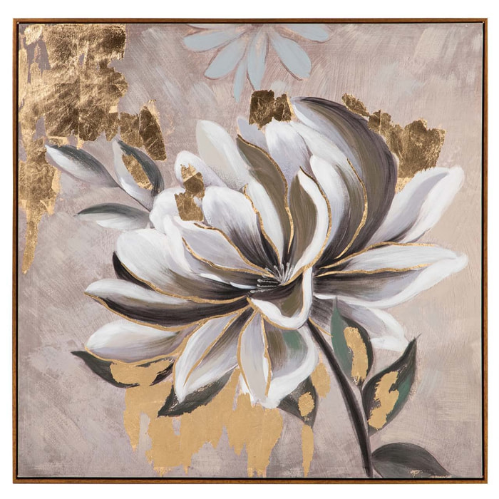 Cuadro Flor 80% Pintado A Mano Y Foil 100x4x100 Cm