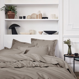 Housse de couette unie en percale de coton, PREMIÈRE, Taupe