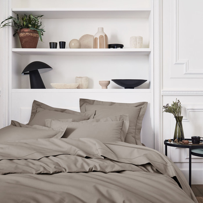 Housse de couette unie en percale de coton, PREMIÈRE, Taupe