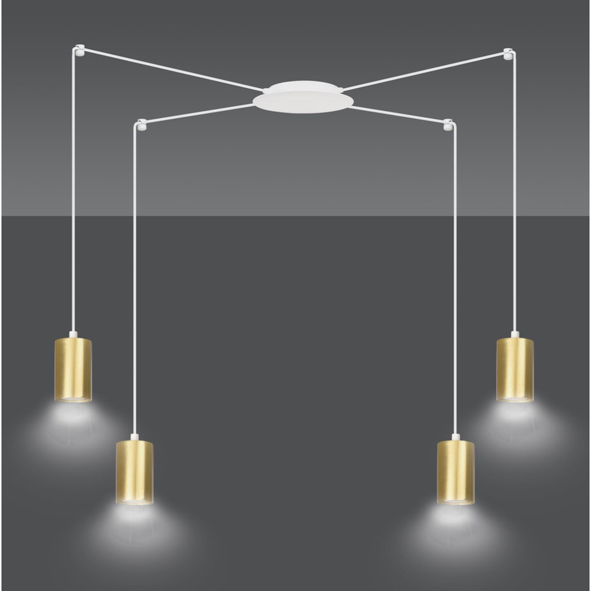 Lampada a sospensione TRAKER in acciaio bianco e oro