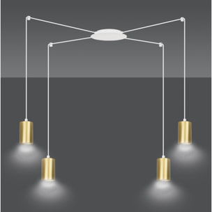 Lampada a sospensione TRAKER in acciaio bianco e oro