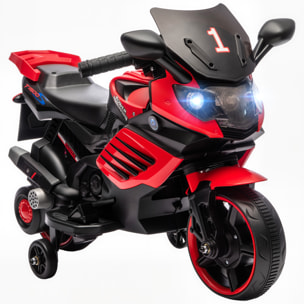 Moto Eléctrica para Niños 6V, Moto Eléctrica Infantil con Ruedas de Apoyo, Música, Faro, para Niños de 18-36 Mesas, Rojo