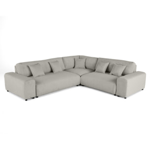 Garance - canapé modulable d'angle droit - 5 places - en velours côtelé - Gris clair