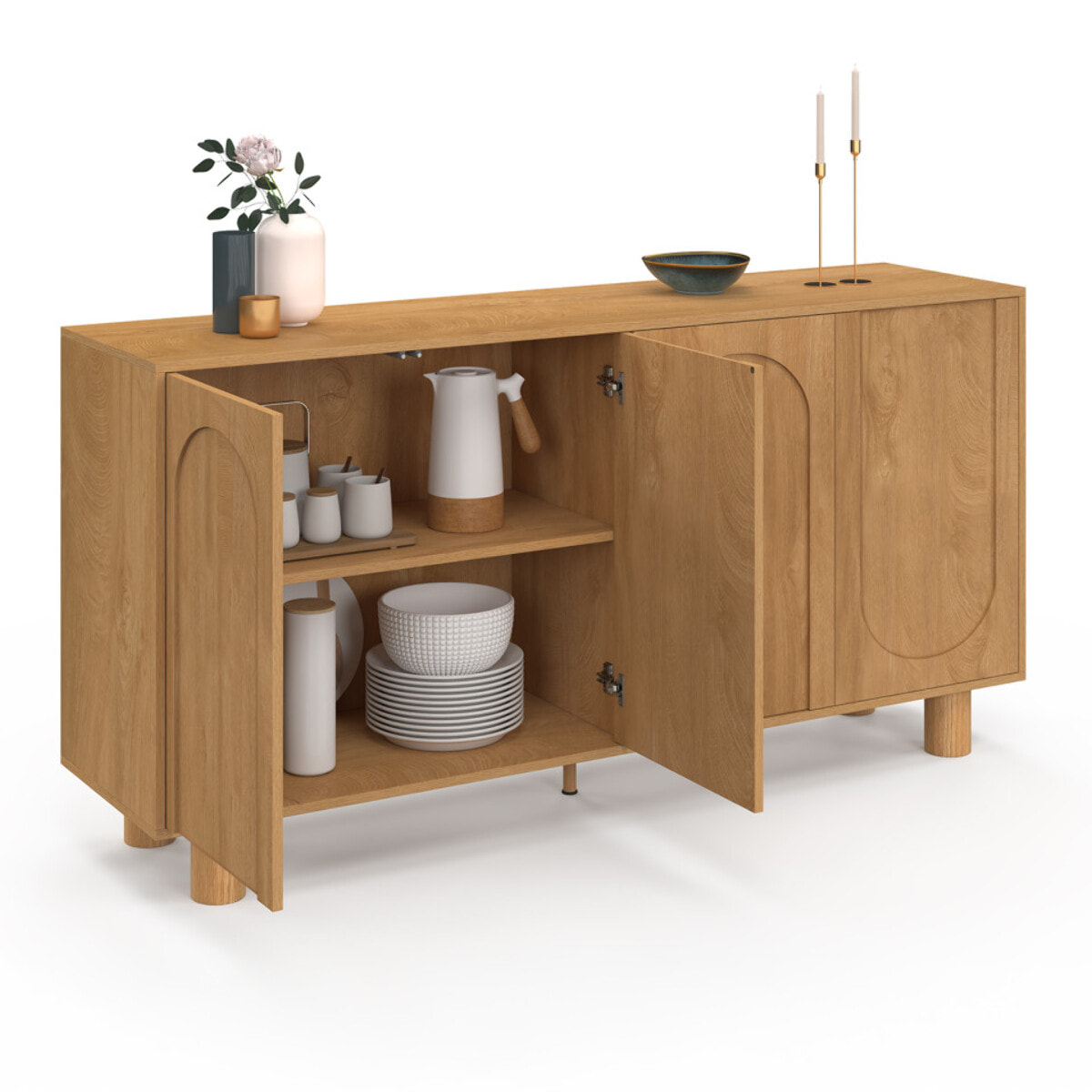 Buffet Arlo 4 portes effet chêne 160cm