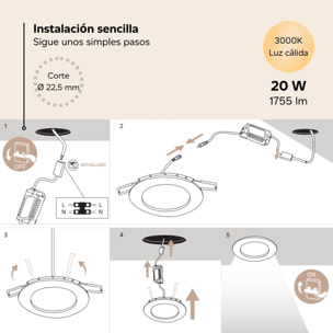 FORLIGHT Easy circular downlight redondo con luz led blanco cálido 3000k en color gris