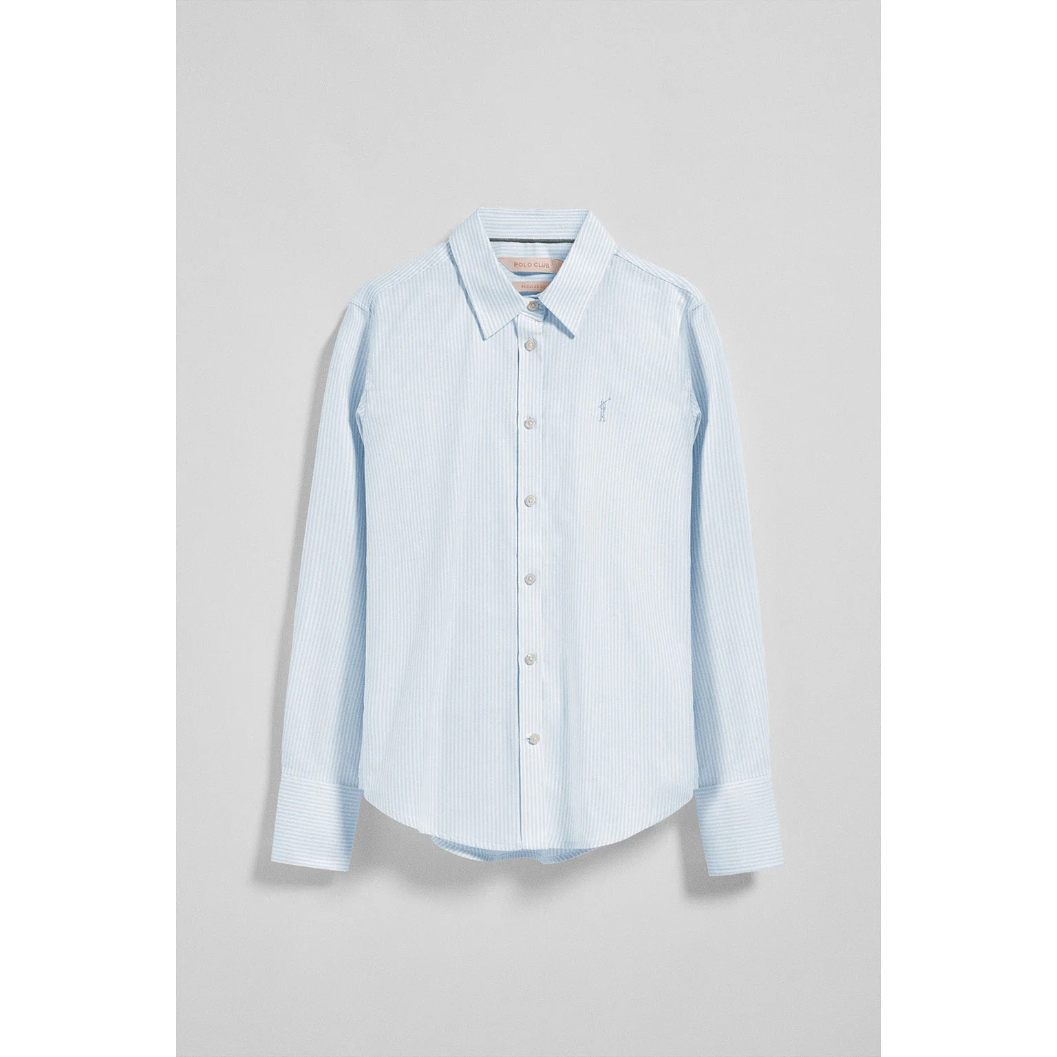 Camicia oxford a righe blu con logo Rigby Go