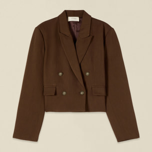 Oltre - Blazer cropped doppiopetto - Marrone