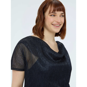 Fiorella Rubino - Camiseta de lúrex con escote suave - Azul