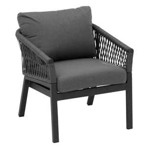 Fauteuil de salon de jardin "Oriengo" anthracite & graphite en aluminium traité époxy