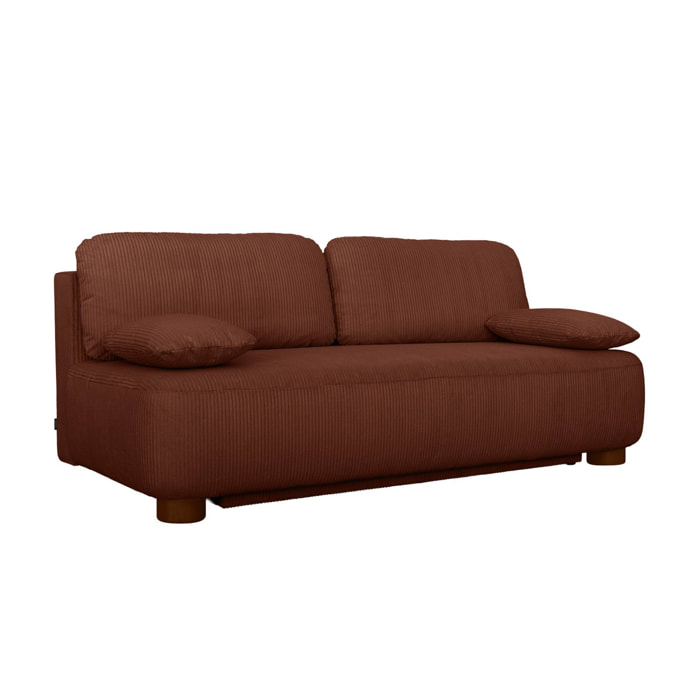 Banquette convertible 3 places velours côtelé avec coffre SELMA