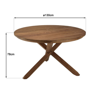 SIXTINE - Table à manger ronde 130x130cm en bois de teck recyclé
