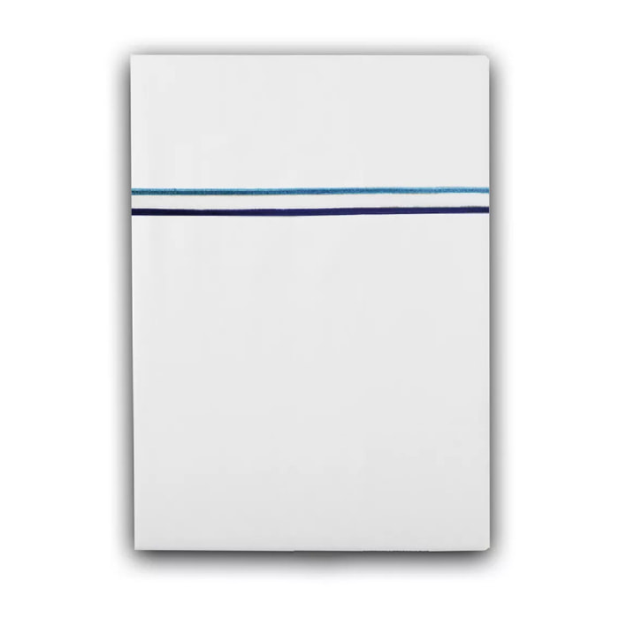 Drap plat satin de coton jeu d'unis blanc Palais chic navy
