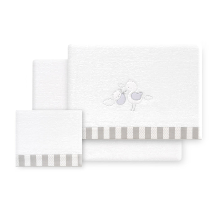Triptico Coche Coralina Cigueña Oso Bco/Gris