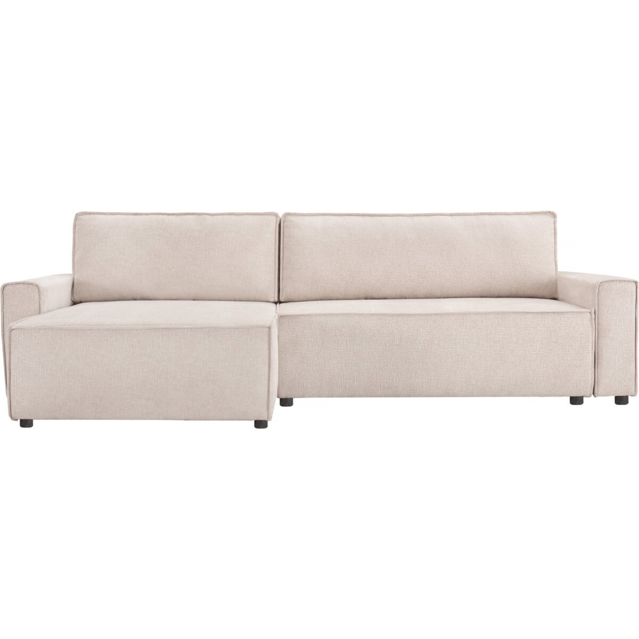 Canapé d'angle convertible en tissu texturé "Montaigne" - 4 places - Beige