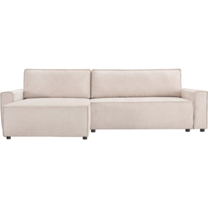 Canapé d'angle convertible en tissu texturé "Montaigne" - 4 places - Beige
