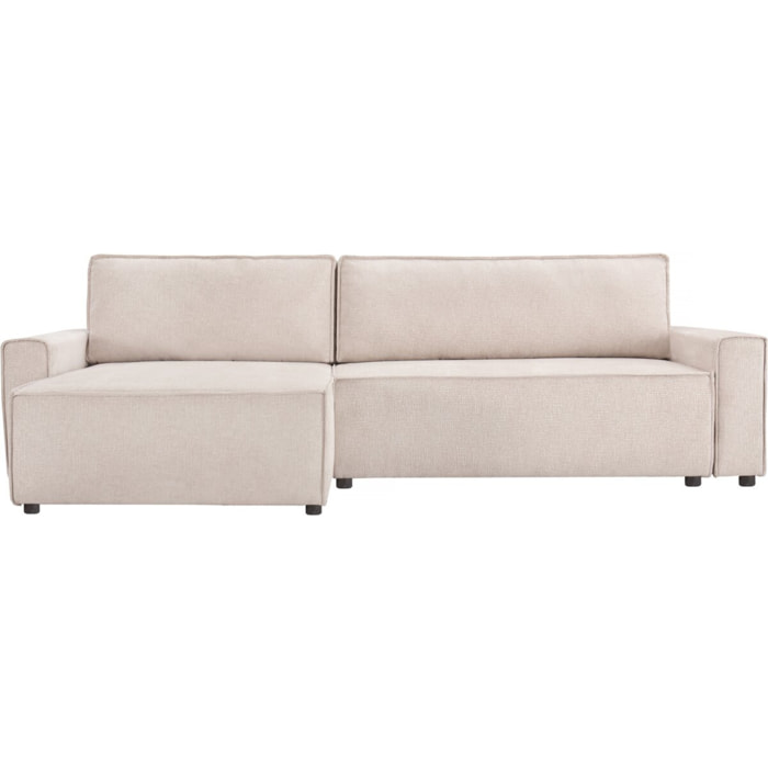Canapé d'angle convertible en tissu texturé "Montaigne" - 4 places - Beige