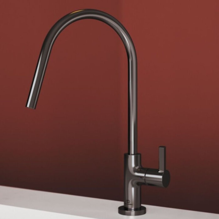 Robinet de cuisine IDEAL STANDARD Gusto rond gris magnetique