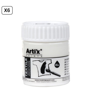 Pack 6 Uds. PINTURA TEXTIL BLANCO 45 ml