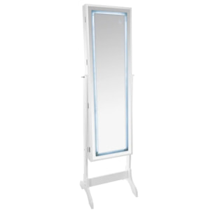 Armoire à bijoux LED verre - blanc - 47x155 cm