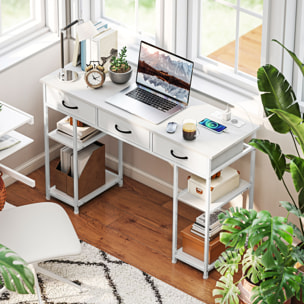 Bureau informatique multi-rangement 2 prises USB 2 prises secteur dim. 120 x 40 x 76 cm blanc