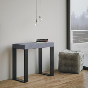 Console extensible 90x40/300 cm Tecno Gris Béton cadre Anthracite