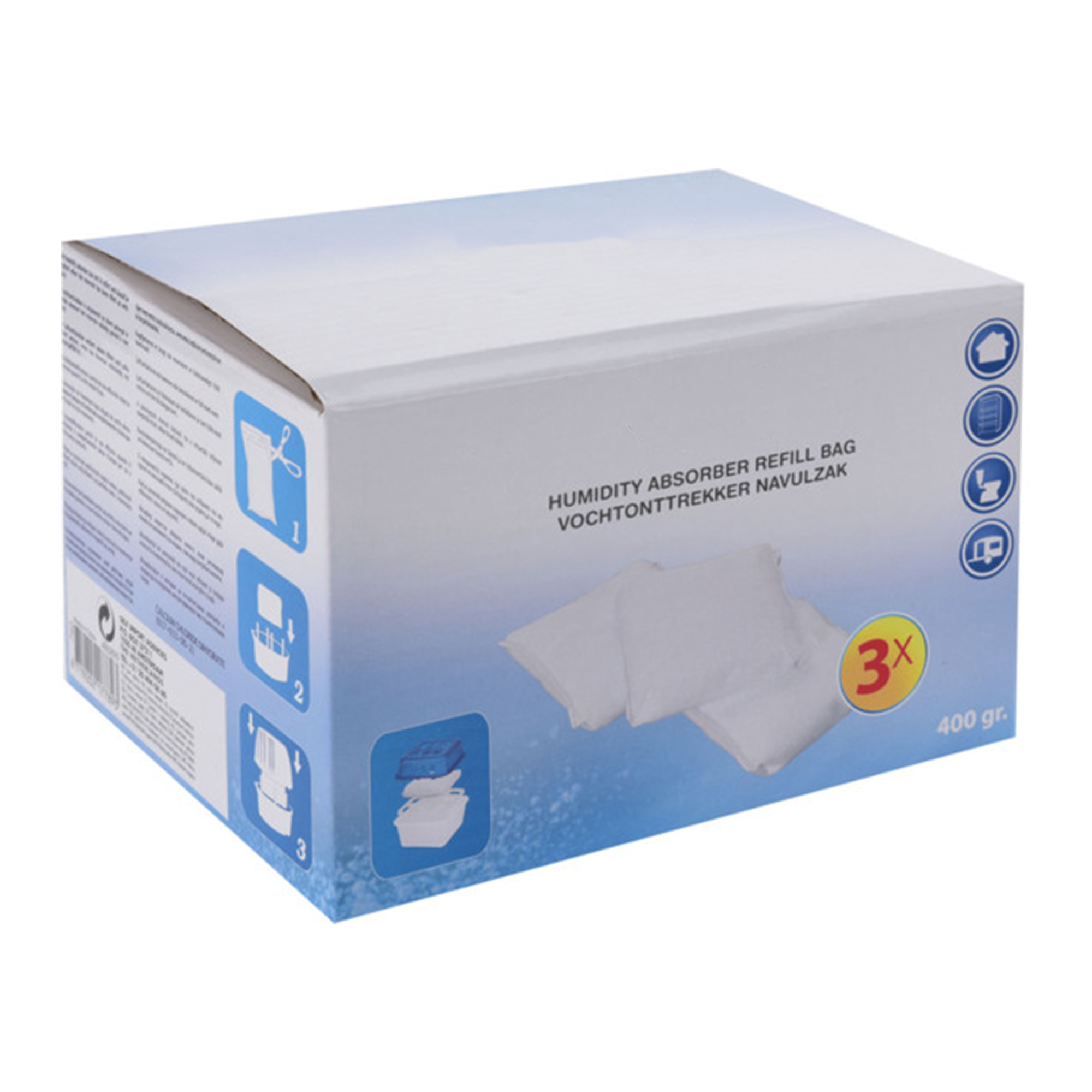Set de 3 bolsas deshumidificadoras refillbag de 400g - elimina humedad y moho en espacios pequeños