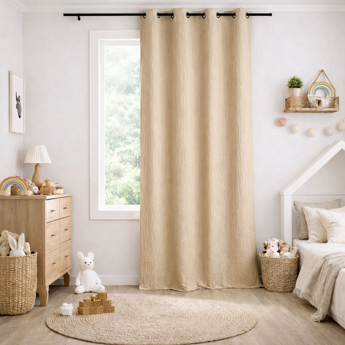 Rideau en gaze de coton tamisant à oeillets - Ficelle