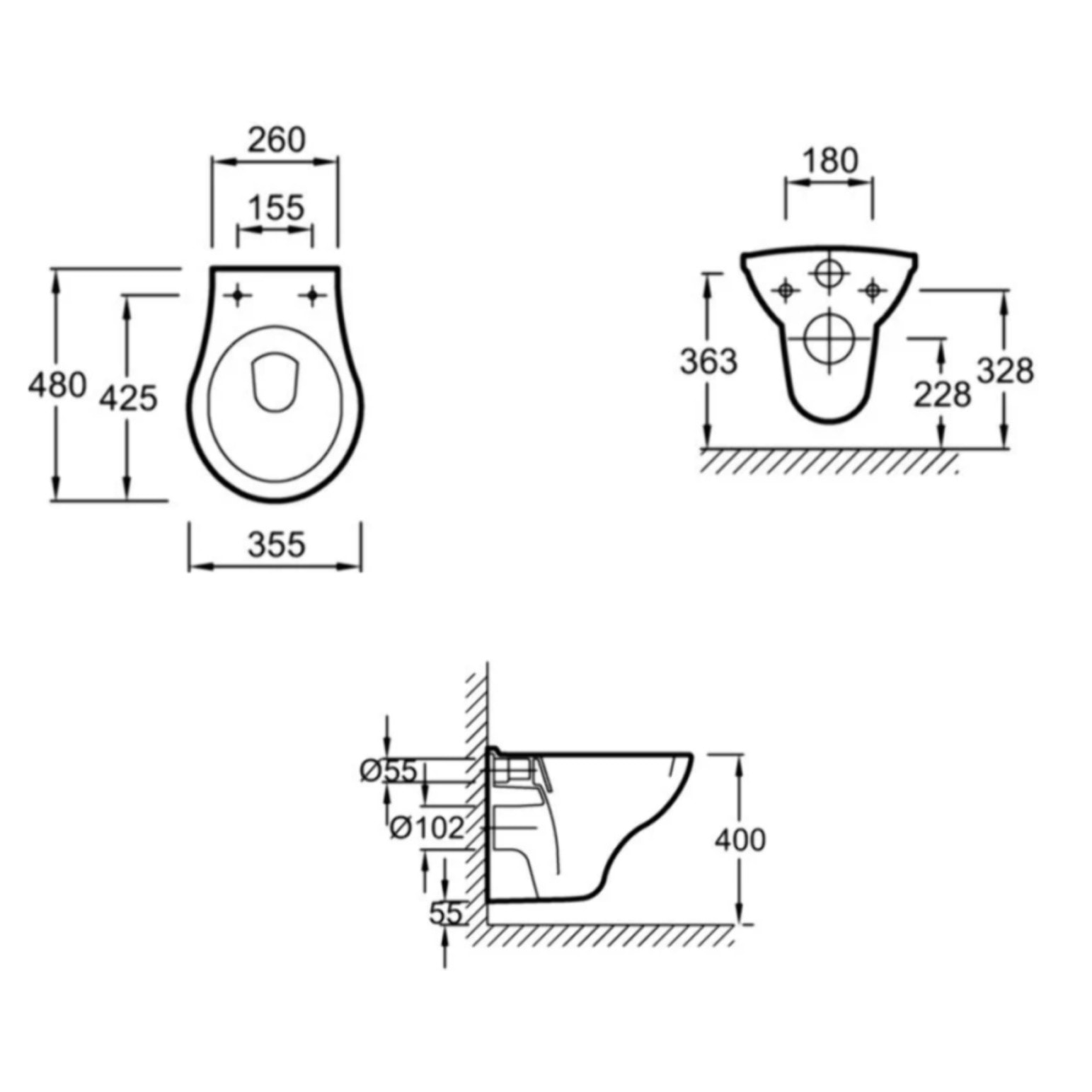 WC suspendu compact Patio