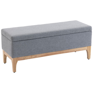 Banquette coffre de rangement 2 en 1 style scandinave dim. 110L x 39l x 45H cm tissu gris