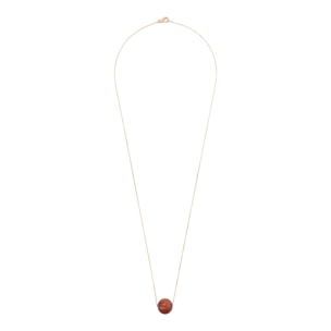 Collana Catena Rolo con Pendente Sferico in Pietra Naturale Quarzite Rossa in Argento 925 placcato Oro giallo 18Kt