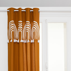 Rideau pompons "Soleya" 140x260cm moutarde