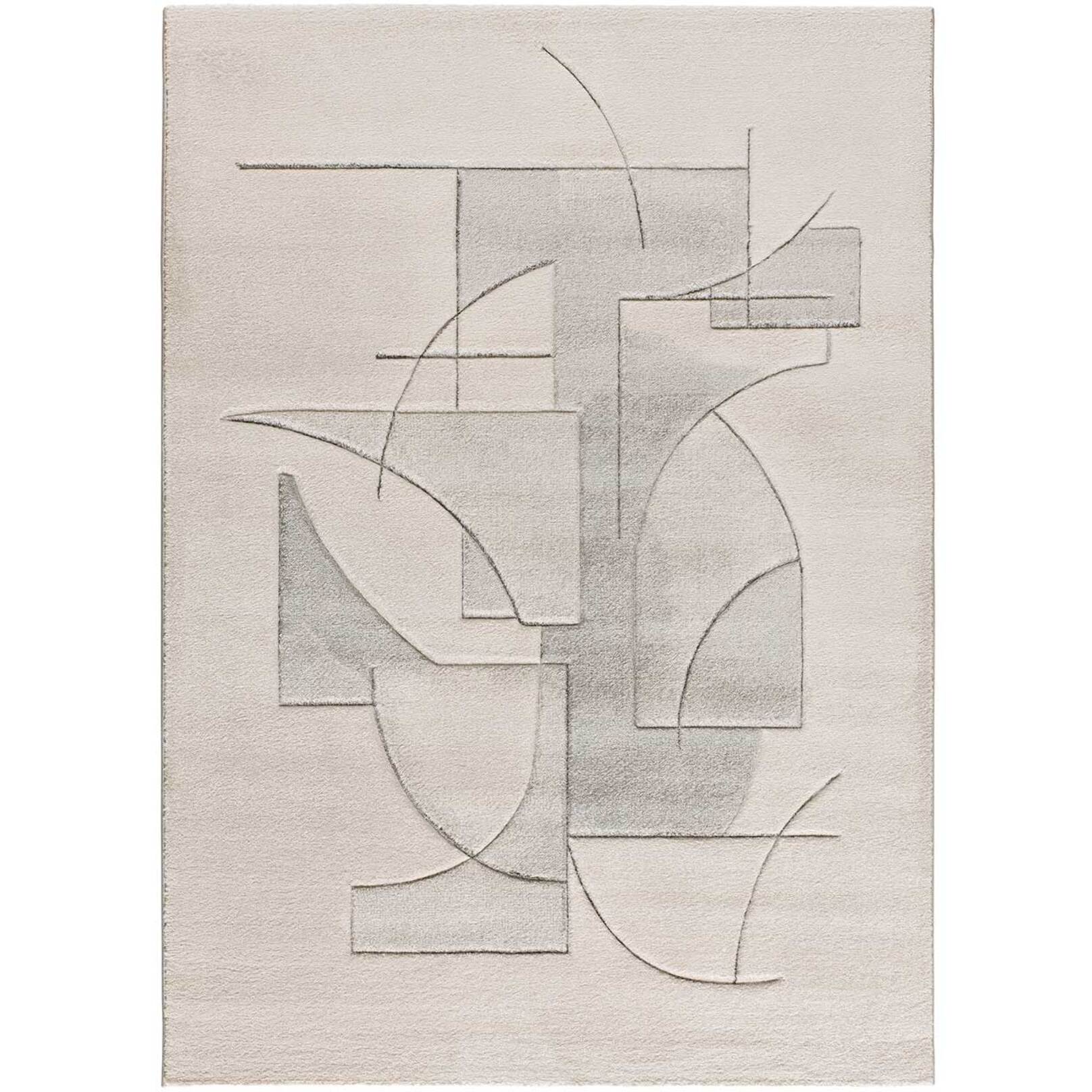 LENA Alfombra geométrica con lí­neas en tonos crema, varias medidas disponibles