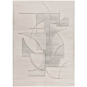 LENA Alfombra geométrica con lí­neas en tonos crema, varias medidas disponibles