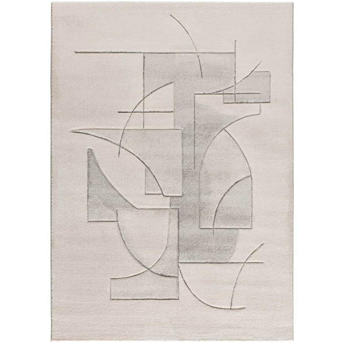 LENA Alfombra geométrica con lí­neas en tonos crema, varias medidas disponibles