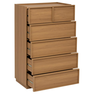 Commode haute Framy 6 tiroirs bois foncé