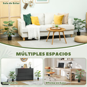 Conjunto de 2 Plantas Artificiales Decorativas 65 cm Plantas Artificiales con Maceta y Hojas para Interior Hogar Salón Oficina Verde