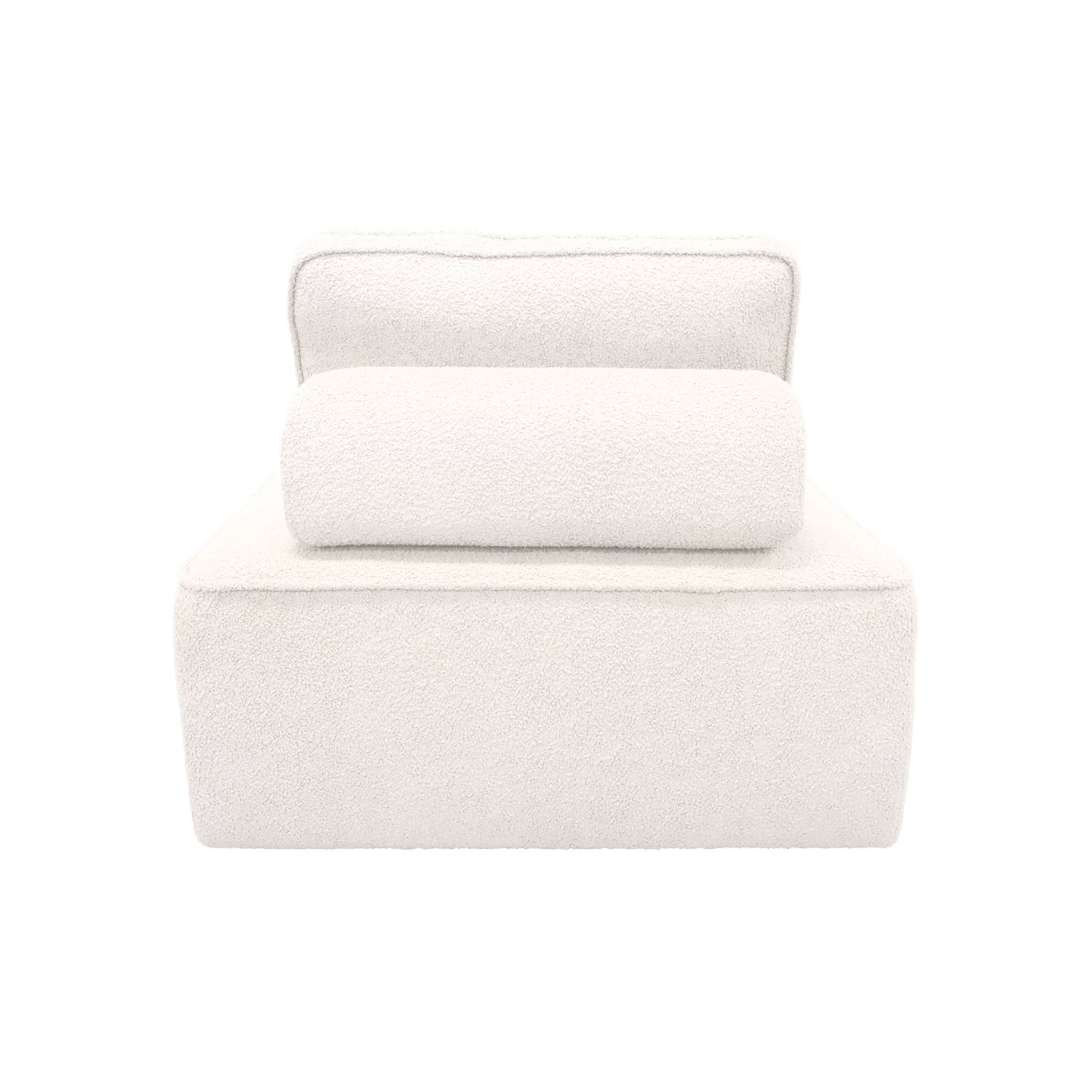 Chauffeuse pour canapé modulable tissu bouclette crème 1 place Bao. L 90 x P 90 x H 74cm