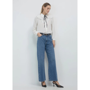 Camicia con frill plissettato