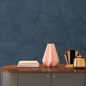 Papier peint uni effet toile lin bleu marine