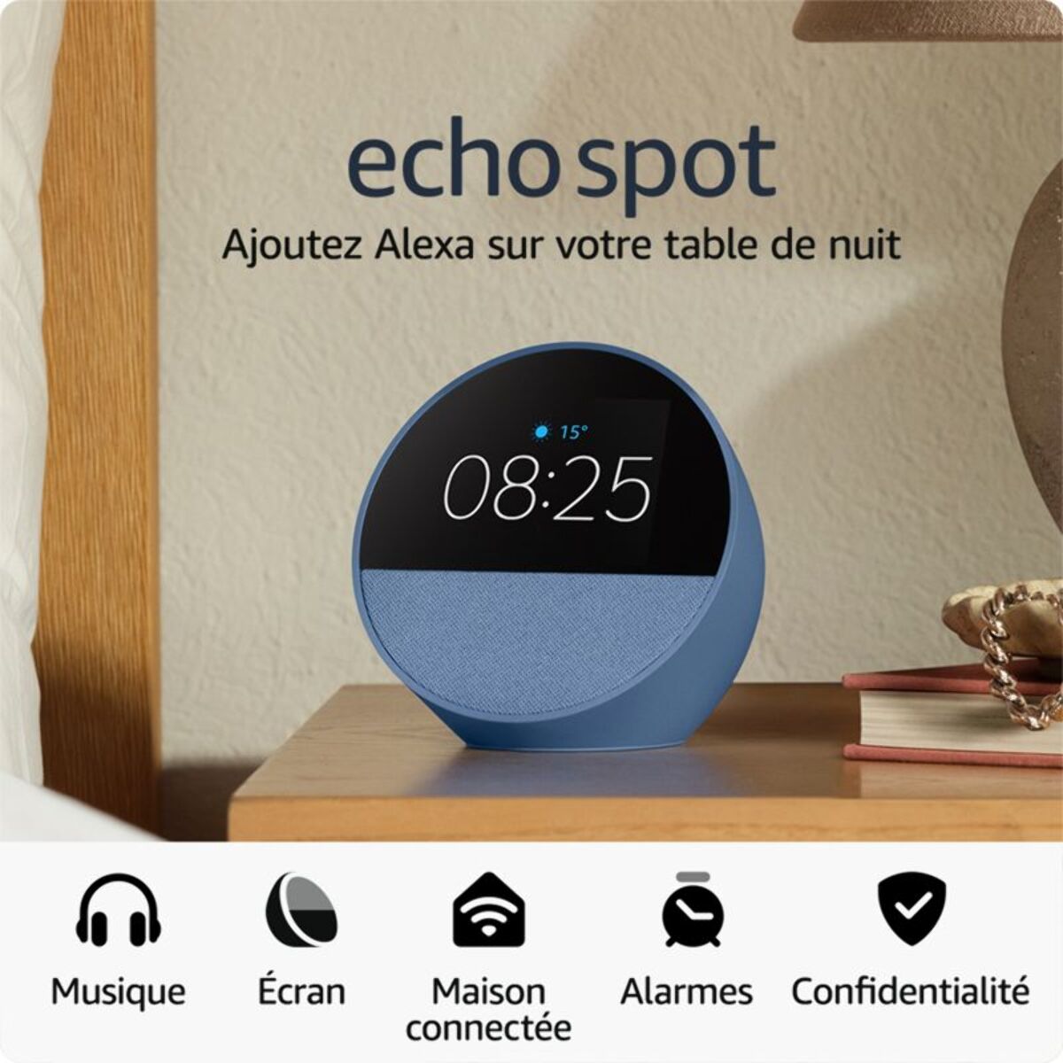 Assistant vocal AMAZON Echo Spot 2024 Bleu