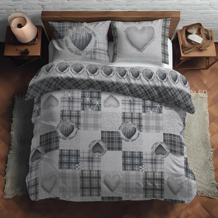 Parure copripiumino mountain love grigio 100% cotone