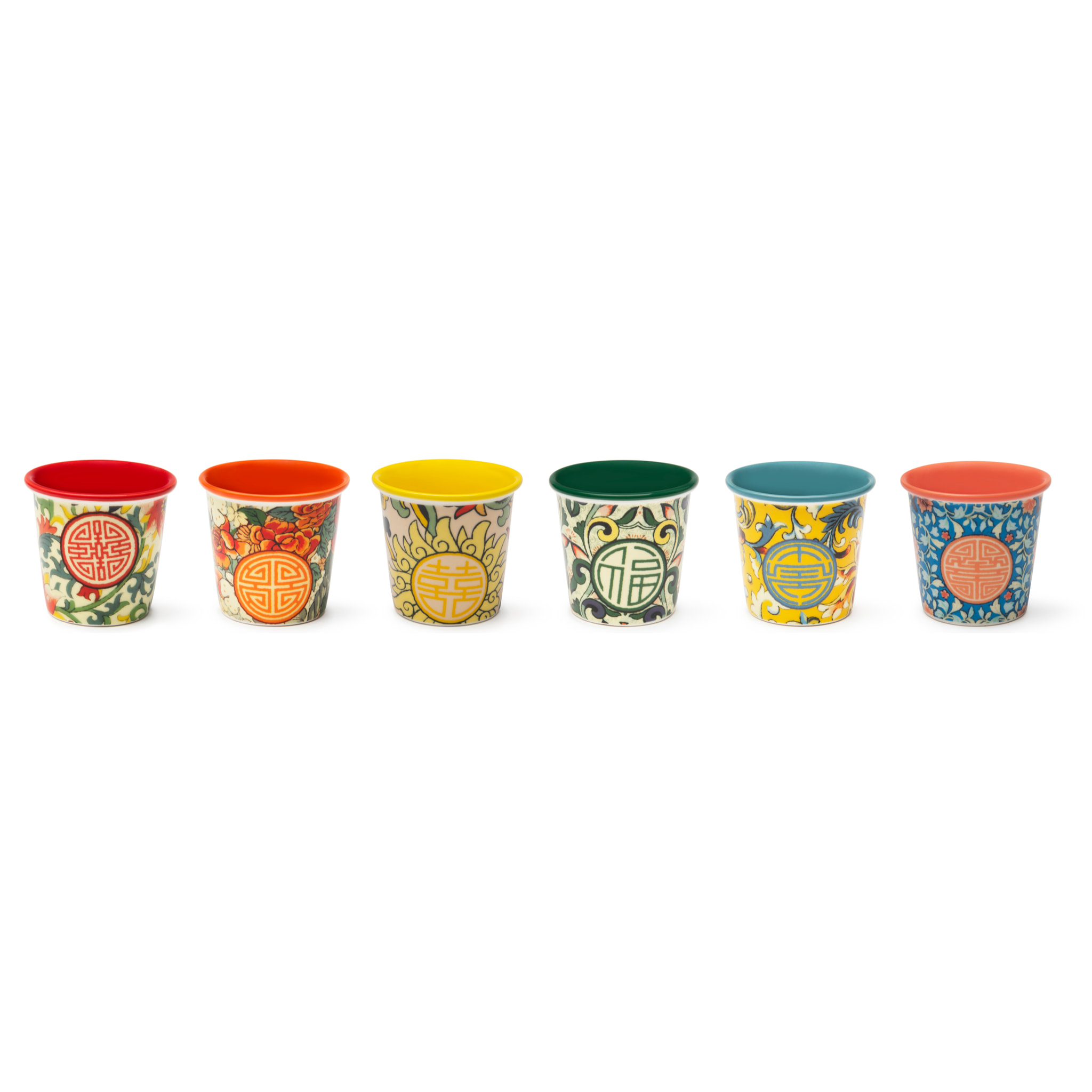 Set 6 Bicchierini Caffè Excelsa – La Via Della Seta, New Bone China Multicolore