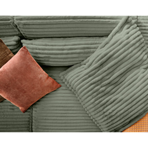 Richie - canapé droit 3 places avec double méridienne - assise profonde - en fausse fourrure côtelée - Vert